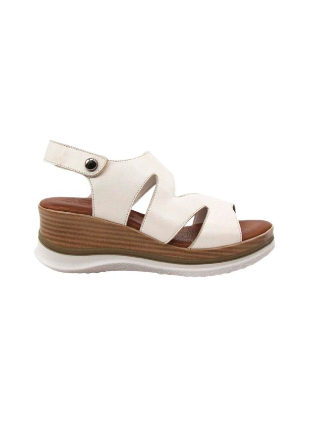 sandalias cuña 48horas crema 612403