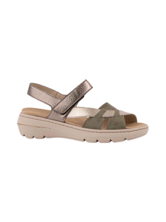 sandalias cuña leyland metal- verde 3221