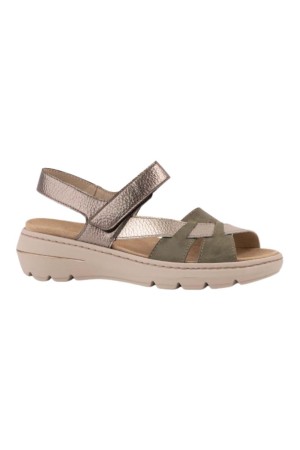 sandalias cuña leyland metal- verde 3221
