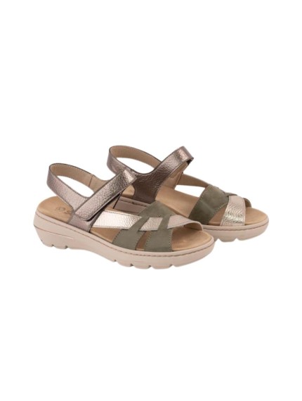 sandalias cuña leyland metal- verde 3221 2