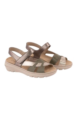 sandalias cuña leyland metal- verde 3221