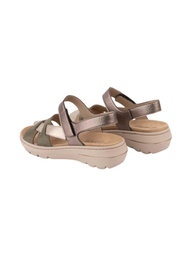 sandalias cuña leyland metal- verde 3221