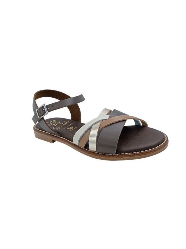 sandalias planas sandals maroon-combi...
