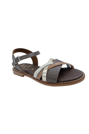 sandalias planas sandals maroon-combi 5834