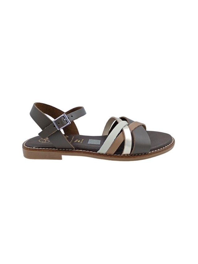 sandalias planas sandals maroon-combi...