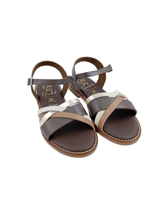 sandalias planas sandals maroon-combi...