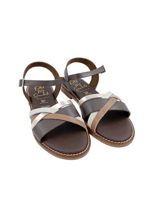 sandalias planas sandals maroon-combi 5834