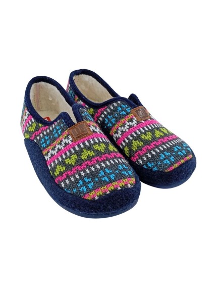 Zapatillas de casa Norteñas Mujer Marino Abotinada Lana... 2