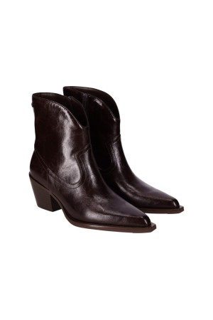 Botines Chika10 Señora Marrón Punta Afilada Tacón Ancho NAZARET04