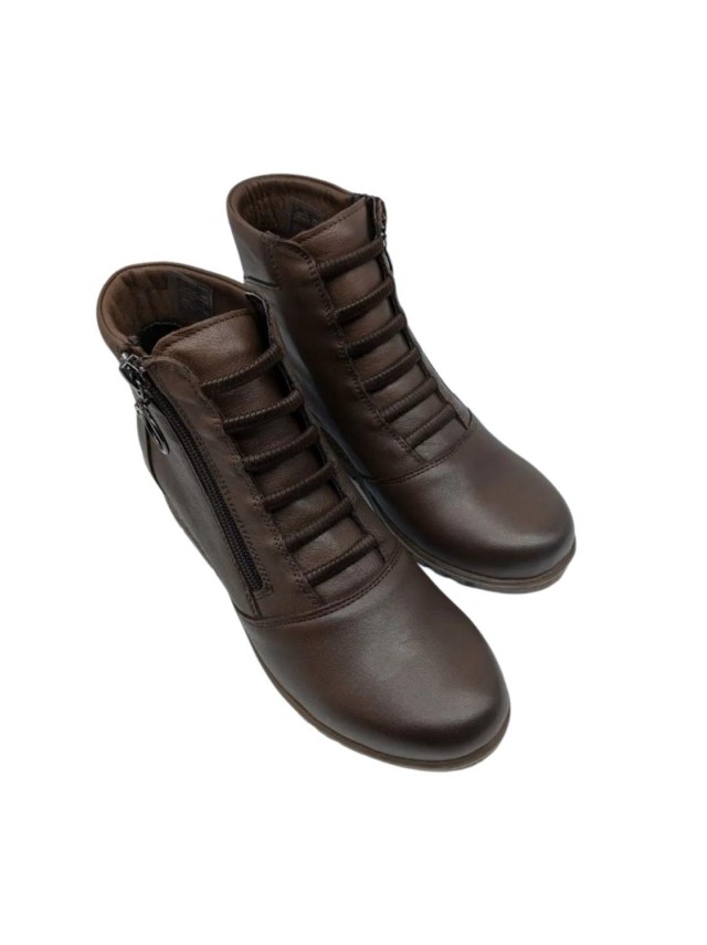 BOTIN CREMALLERA LATERAL MARRON