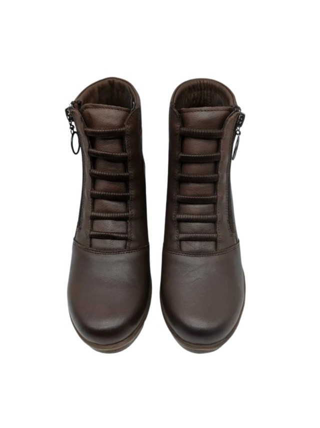 BOTIN CREMALLERA LATERAL MARRON